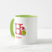Mug Comment le Grinch a volé Noël | Nom & Monogramme H (Devant gauche)