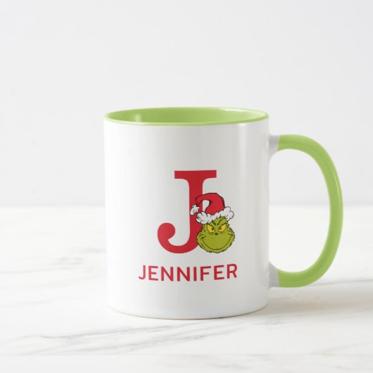 Mug Comment le Grinch a volé Noël | Nom & Monogramme J (Droite)
