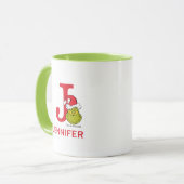 Mug Comment le Grinch a volé Noël | Nom & Monogramme J (Devant gauche)
