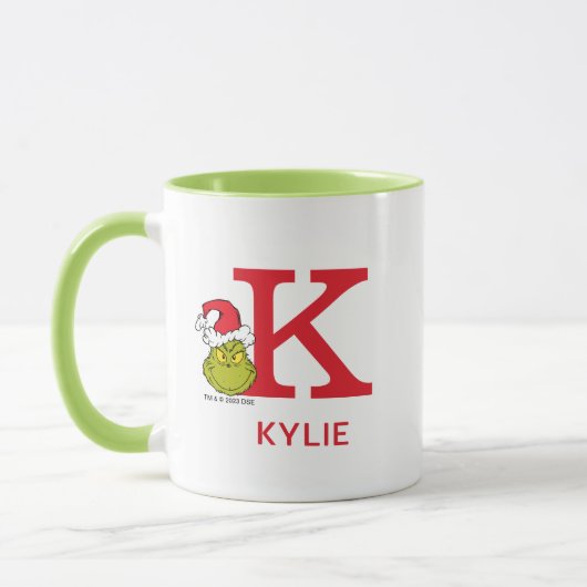 Mug Comment le Grinch a volé Noël | Nom & Monogramme K (Gauche)