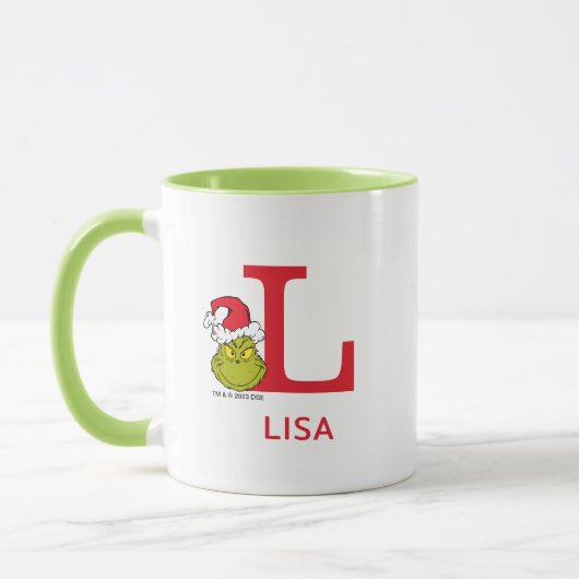 Mug Comment le Grinch a volé Noël | Nom & Monogramme L (Gauche)