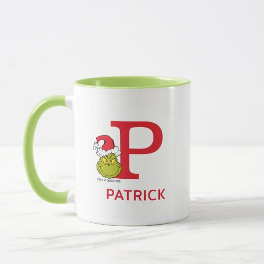Mug Comment le Grinch a volé Noël | Nom & Monogramme P (Gauche)