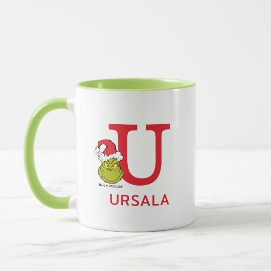 Mug Comment le Grinch a volé Noël | Nom & Monogramme U (Gauche)