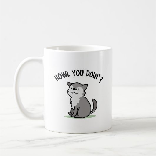 Mug Comment tu fais Funny Baby Wolf Pun (Gauche)