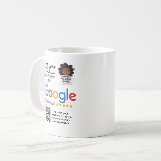 MUG COMMENTAIRES DE GOOGLE POUR BAR CAFE RESTAURANT CA (Devant gauche)