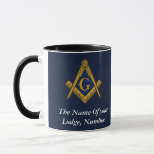 Mug Compas Carré maçonnique bleu marine