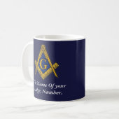 Mug Compas maçonnique bleu marine (Devant gauche)