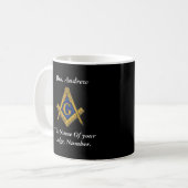 Mug Compass maçonnique noir et blanc (Devant gauche)
