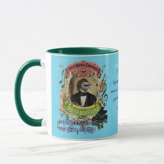 Mug Compositeur animal Franz Schubert d'oiseau drôle (Gauche)