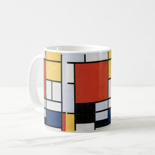 Mug Composition avec Rouge Jaune Bleu & Noir Abstrait (Devant gauche)