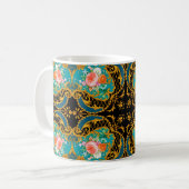 Mug Composition carré avec fleurs rose et orange 1 (Devant gauche)