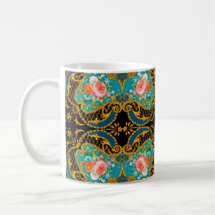 Mug Composition carré avec fleurs rose et orange 1