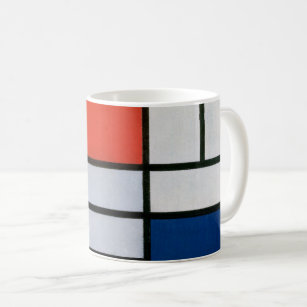 Mug Composition de Mondrian Rouge, Jaune, Bleu, Noir