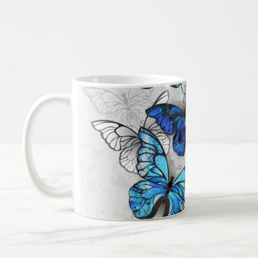 Mug Composition des papillons blancs et bleus (Gauche)
