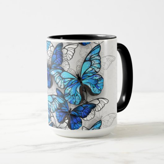 Mug Composition des papillons blancs et bleus (Devant droit)