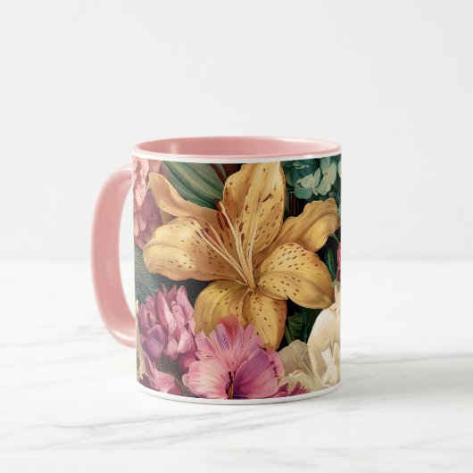 Mug Composition florale vintage vibrante (Devant gauche)