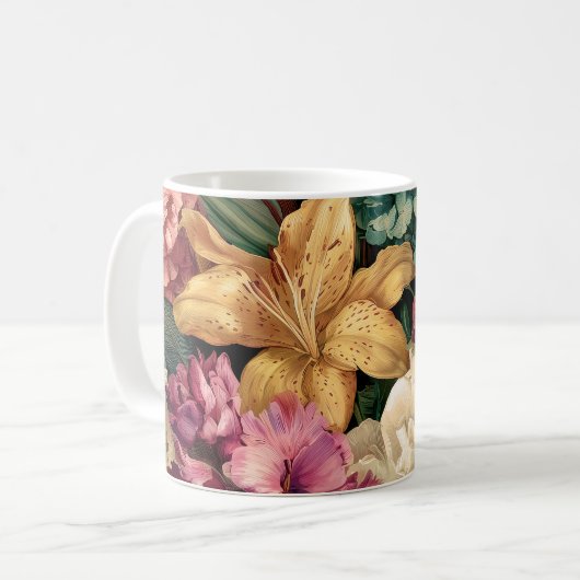 Mug Composition florale vintage vibrante (Devant gauche)