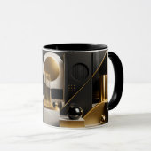 Mug Composition Moderne Luxueuse : Cadeau Or, Noir (Devant droit)