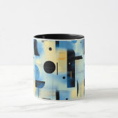 Mug Composition peinte abstraite en bleu et jaune (Centre)