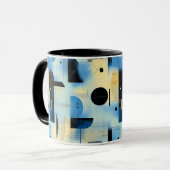Mug Composition peinte abstraite en bleu et jaune (Devant gauche)