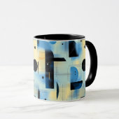 Mug Composition peinte abstraite en bleu et jaune (Devant droit)