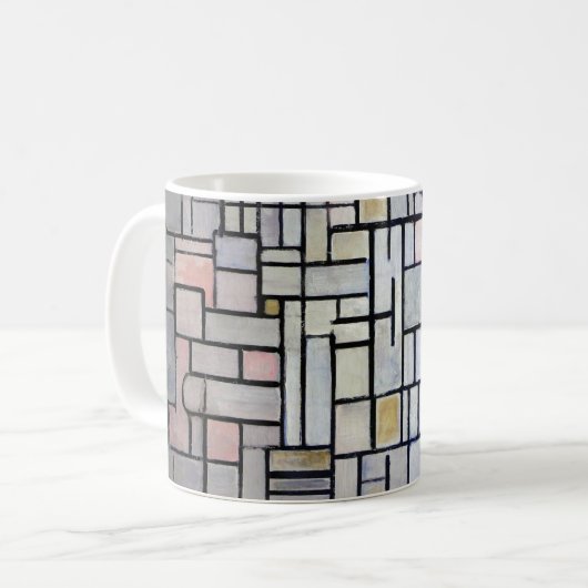 Mug Composition rose et gris, Mondrian (Devant gauche)