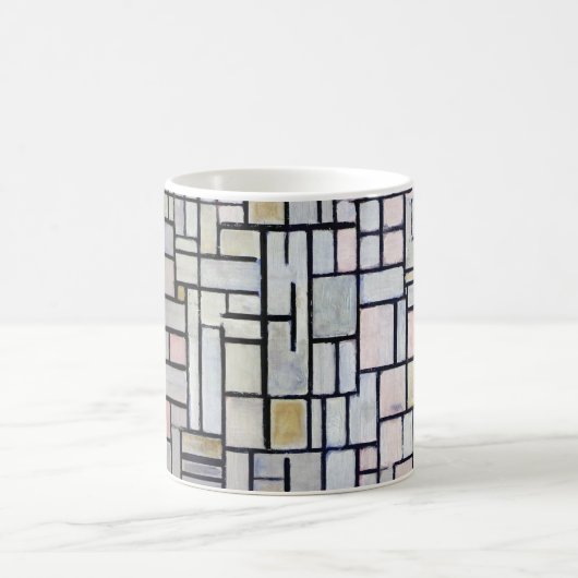 Mug Composition rose et gris, Mondrian (Centre)