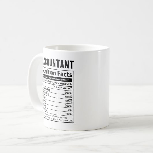 Mug Comptable amusant Nutrition Facts (Devant gauche)