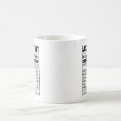 Mug Comptable amusant Nutrition Facts (Centre)