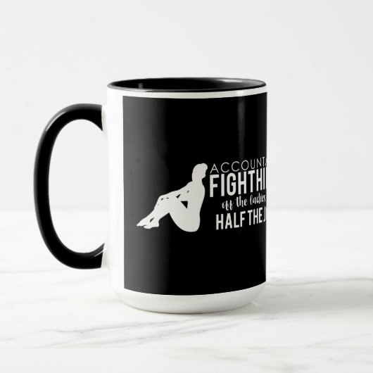 Mug Comptable blanc noir combattant les dames (Gauche)