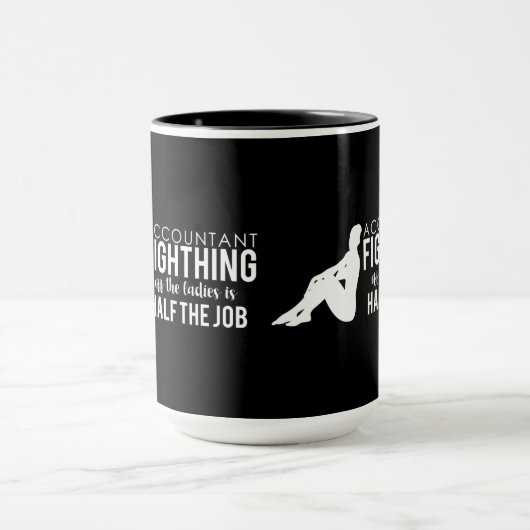 Mug Comptable blanc noir combattant les dames (Centre)