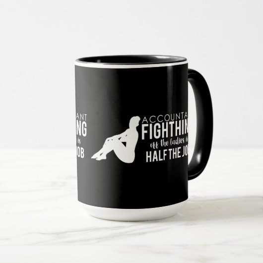 Mug Comptable blanc noir combattant les dames (Devant droit)