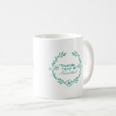 Mug Comptable floral de cadre de turquoise blanche (Devant droit)