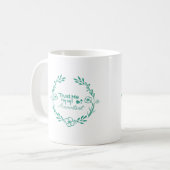 Mug Comptable floral de cadre de turquoise blanche (Devant gauche)