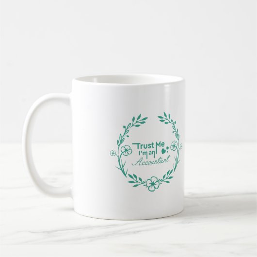 Mug Comptable floral de cadre de turquoise blanche (Gauche)