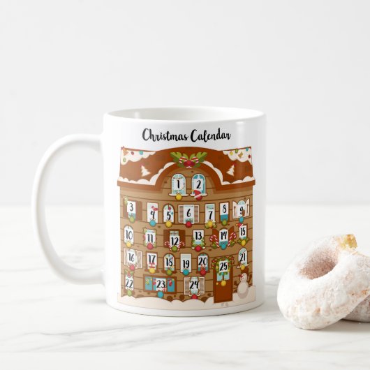 Mug Compte à rebours du calendrier de l'Avent de Noël (Avec donut)