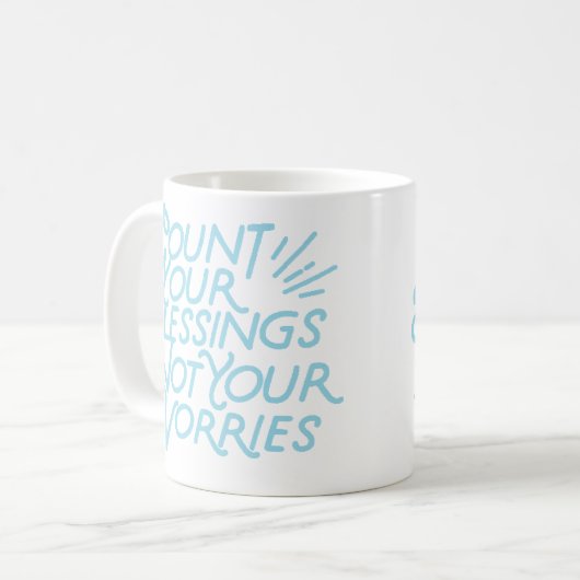 Mug Compter vos bénédictions Typographie de devis posi (Devant gauche)