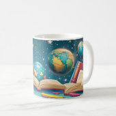 Mug Concept éducatif avec des globes flottant au-dessu (Devant droit)
