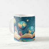 Mug Concept éducatif avec des globes flottant au-dessu (Devant gauche)