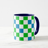 Mug Conception à carreaux bleu blanc vert (Devant droit)