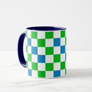 Mug Conception à carreaux bleu blanc vert