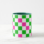 Mug Conception à carreaux rose blanc vert  (Centre)