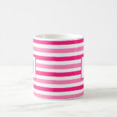 Mug Conception à rayures rose et blanc unique initiale (Centre)