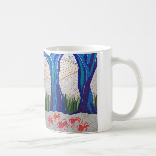 Mug Conception abstraite d'arbre et de poissons de (Droite)