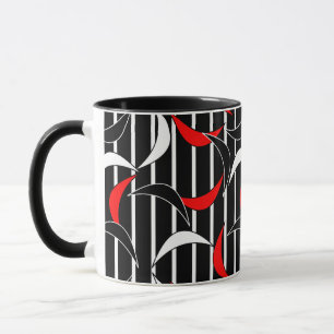 Mug Conception Abstraite de Boomerang Rouge, Noir & Bl