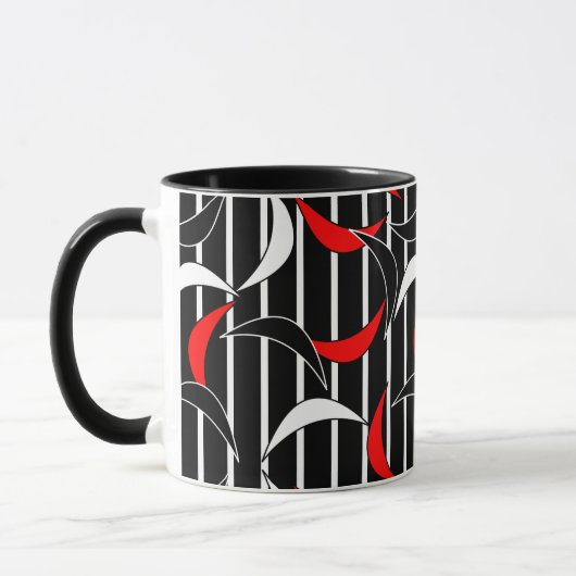 Mug Conception Abstraite de Boomerang Rouge, Noir & Bl (Gauche)