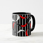 Mug Conception Abstraite de Boomerang Rouge, Noir & Bl (Devant droit)