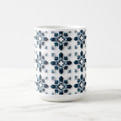 Mug Conception Abstraite Géométrique en Bleu et Blanc (Centre)