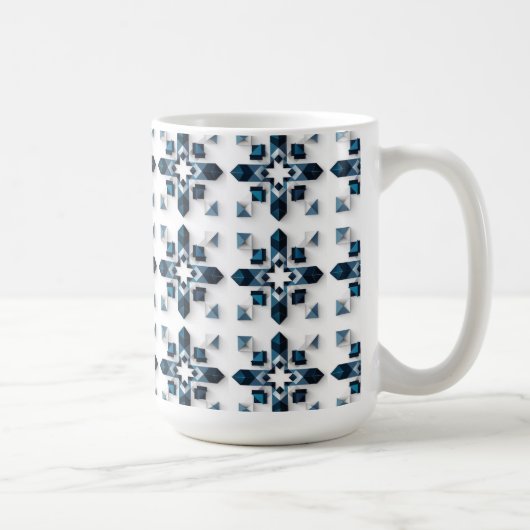 Mug Conception Abstraite Géométrique en Bleu et Blanc (Droite)