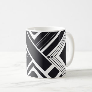 Mug Conception Abstraite Géométrique en Noir et Blanc